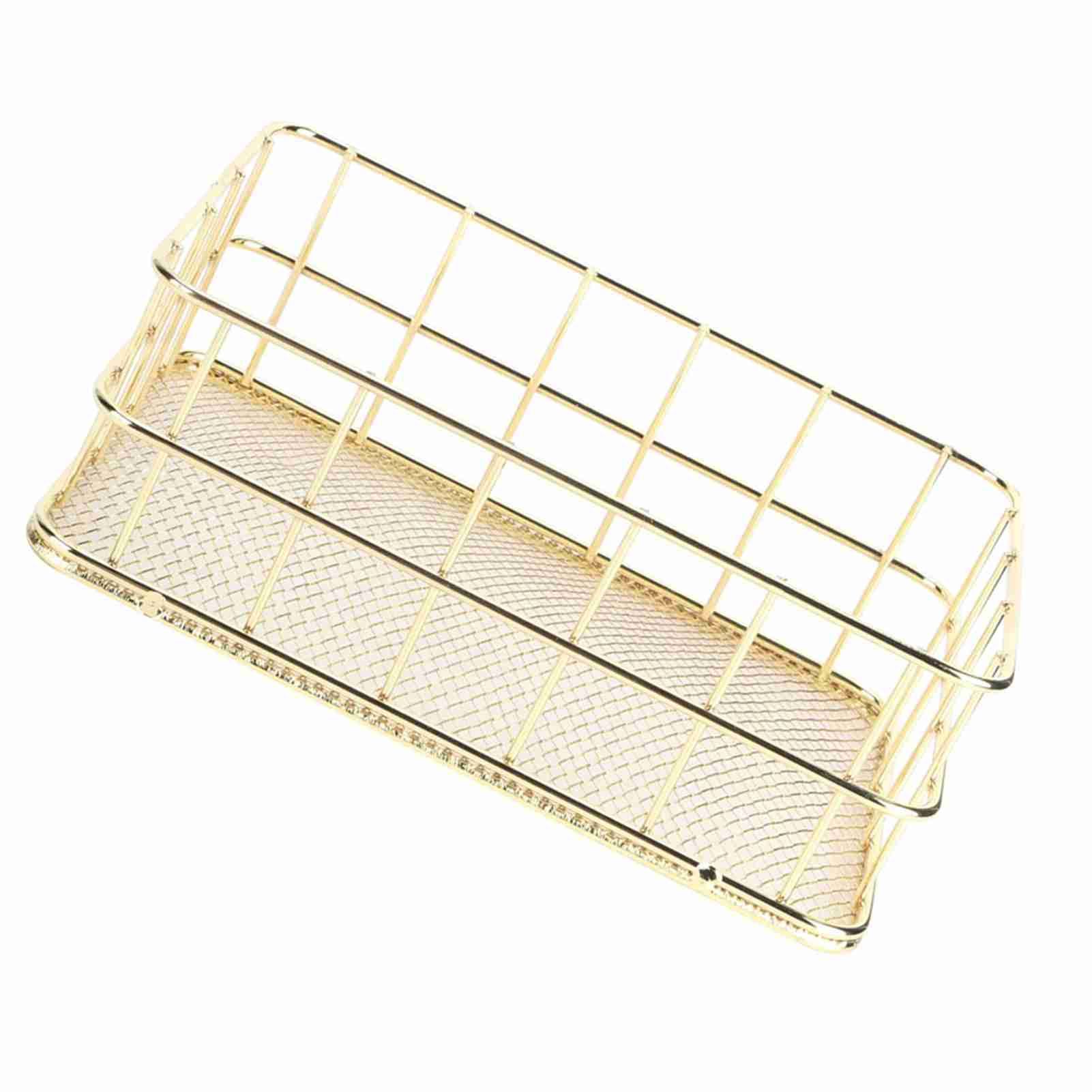 Golden Iron Storage Basket Multifunctional Wire Mesh Desktop Storage Organizer view 9