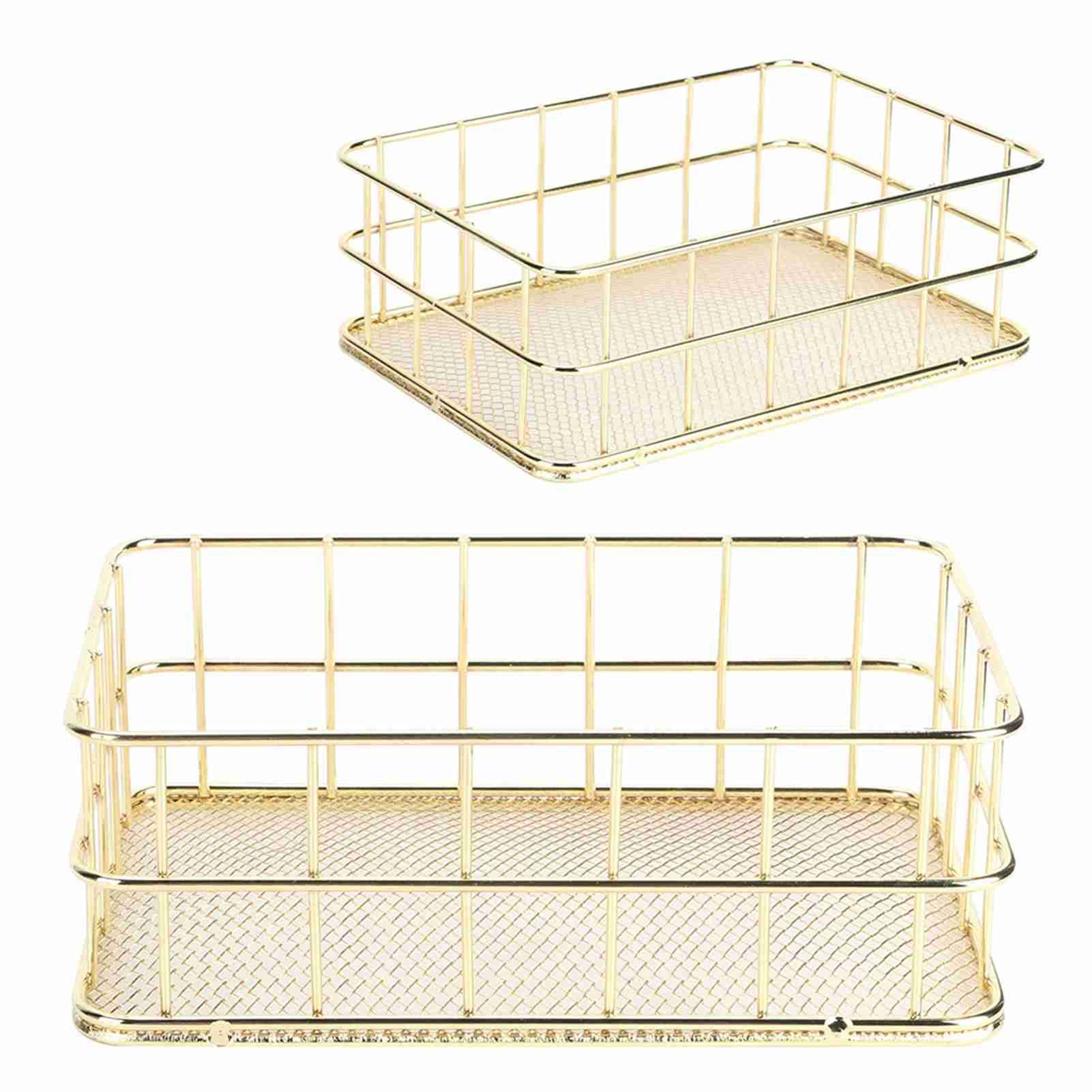 Golden Iron Storage Basket Multifunctional Wire Mesh Desktop Storage Organizer view 11
