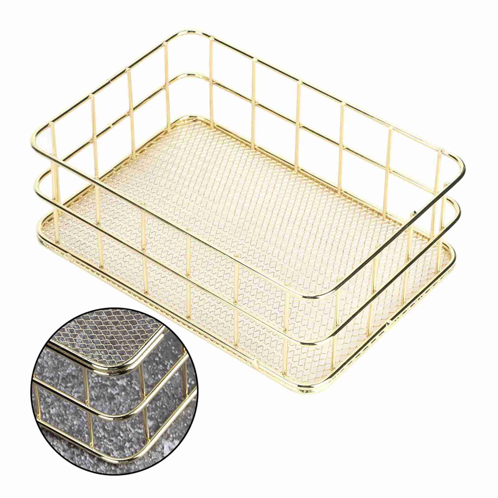 Golden Iron Storage Basket Multifunctional Wire Mesh Desktop Storage Organizer view 12