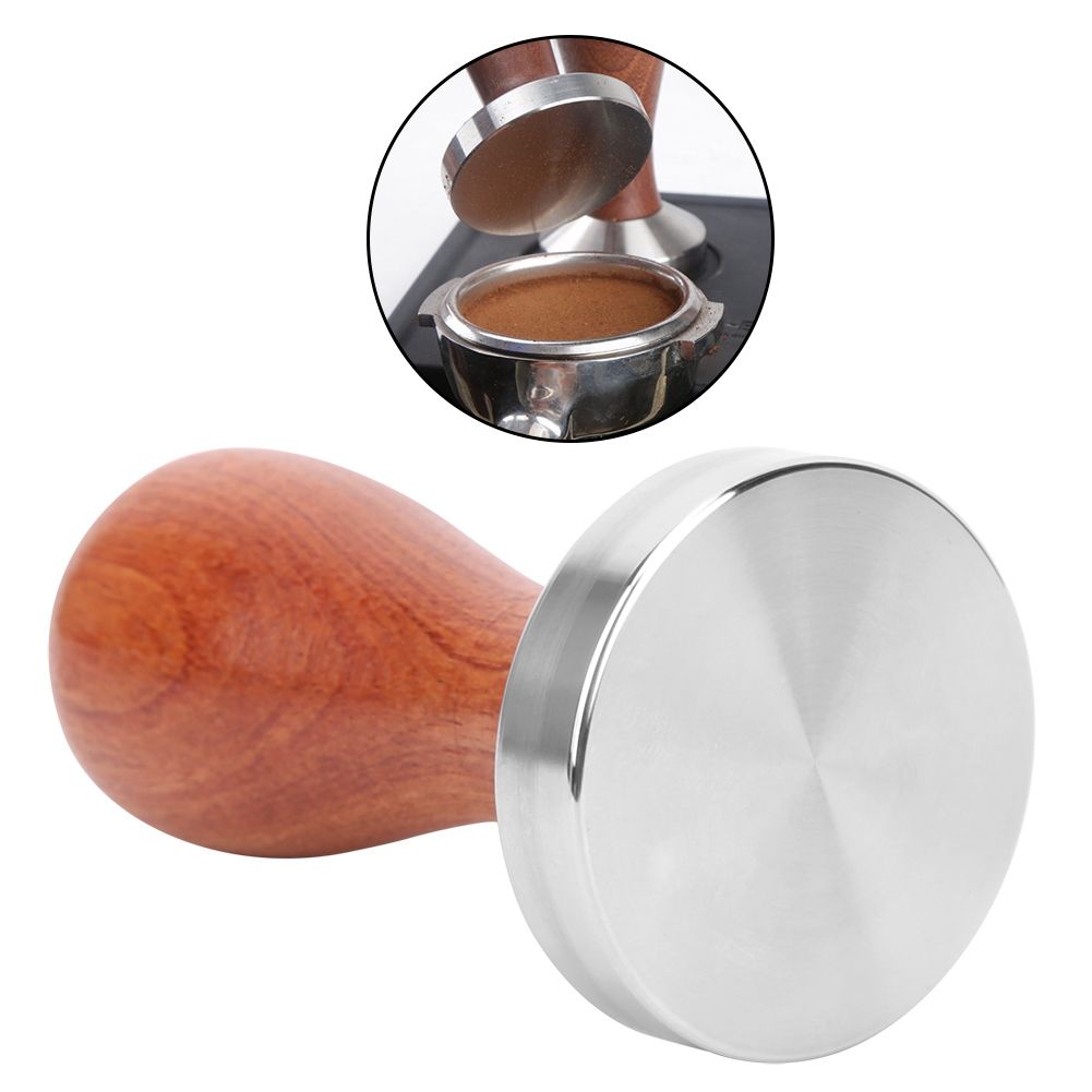 51mm Stainless Steel Coffee Tamper Wooden Handle Coffee Powder Hammer Press