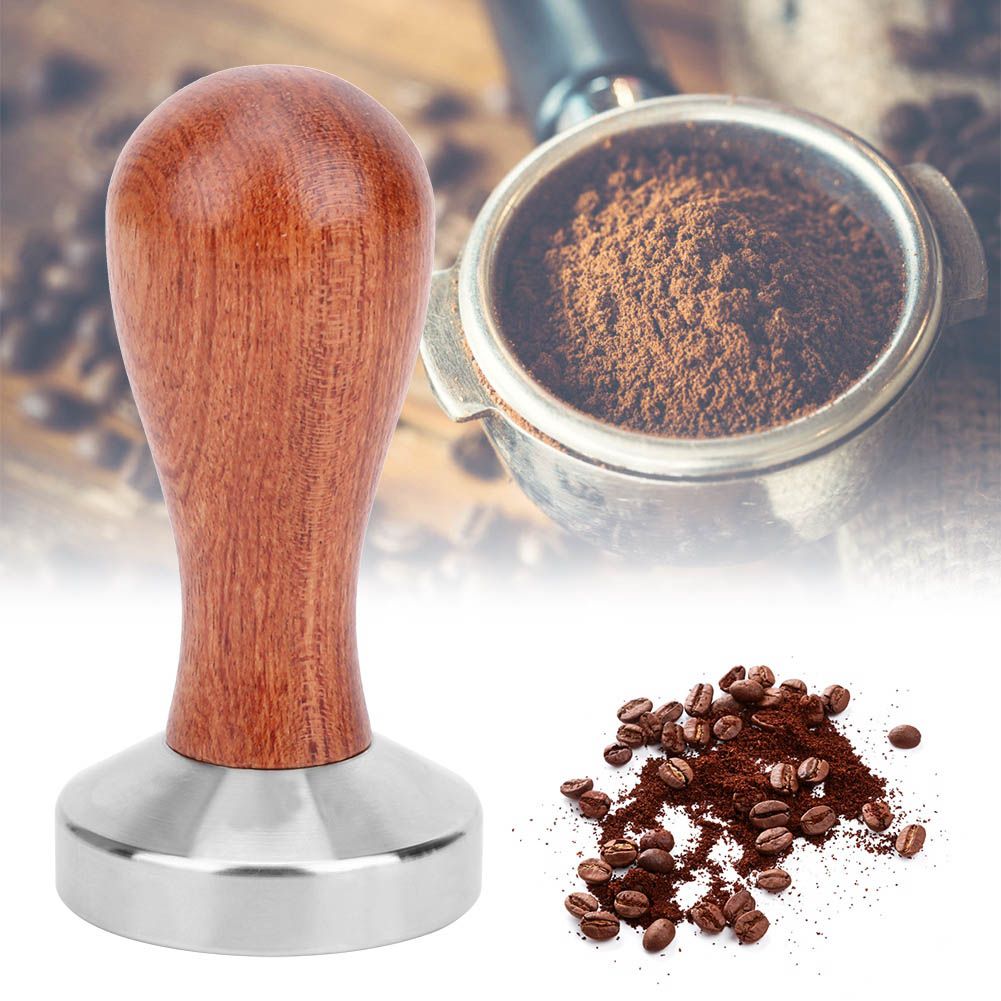 51mm Stainless Steel Coffee Tamper Wooden Handle Coffee Powder Hammer Press view 3