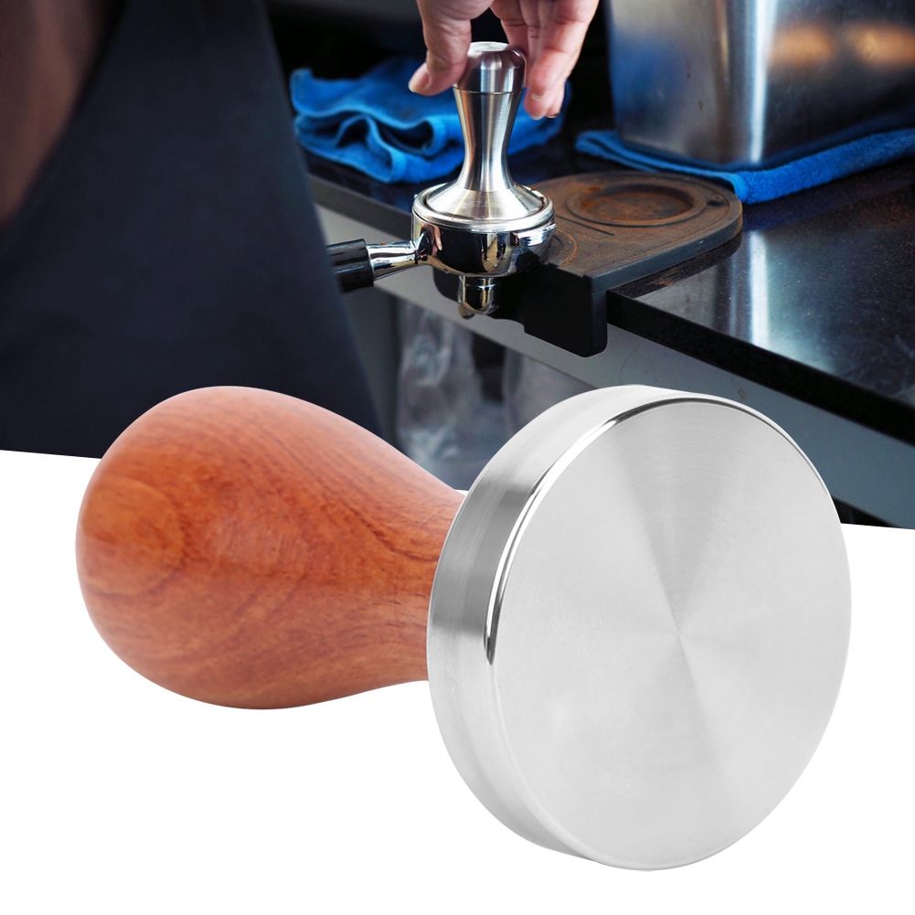 51mm Stainless Steel Coffee Tamper Wooden Handle Coffee Powder Hammer Press view 4