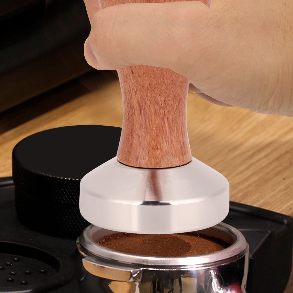 Stainless Steel Manual Coffee Powder Flat Tamper with Wood Handle Kitchen view 3
