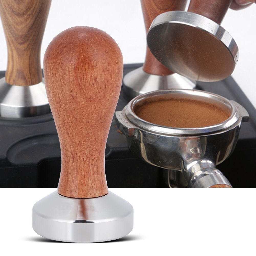 Stainless Steel Manual Coffee Powder Flat Tamper with Wood Handle Kitchen view 4
