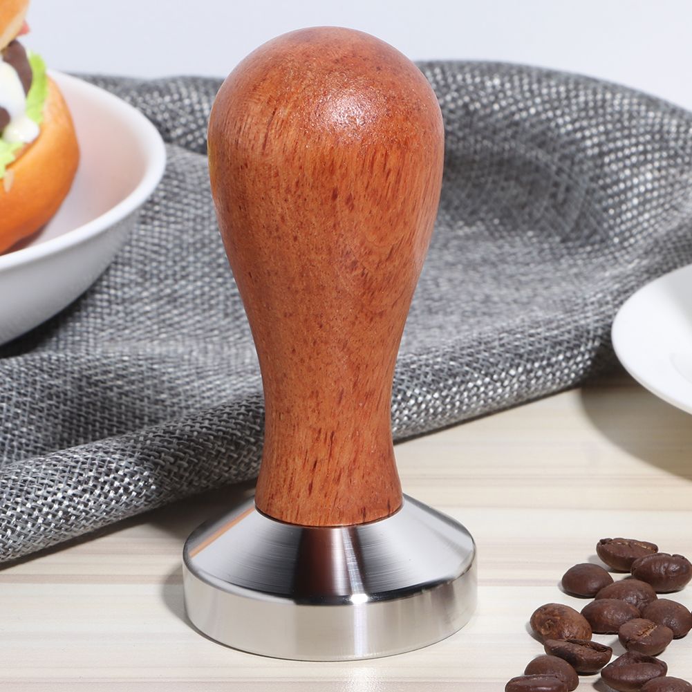 Stainless Steel Manual Coffee Powder Flat Tamper with Wood Handle Kitchen view 7