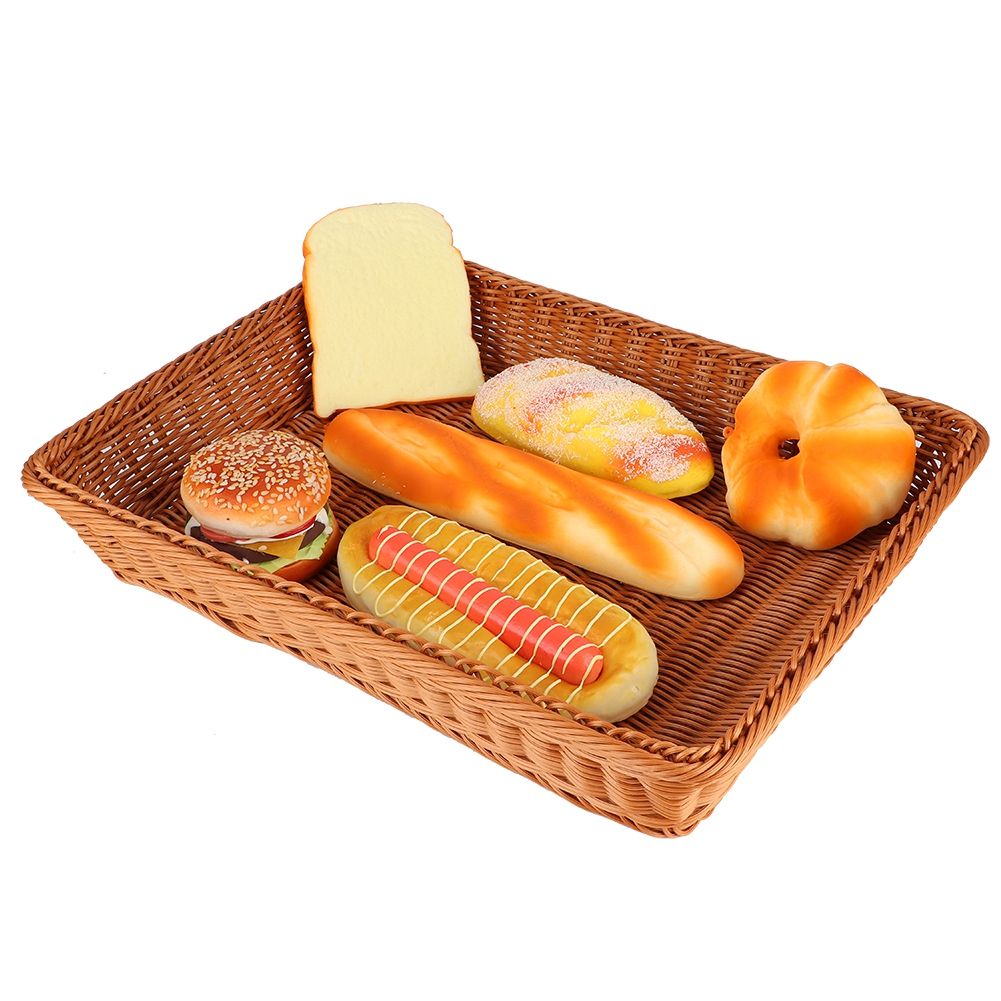 Household Desktop Rectangular Food Bread Fruits Storage Basket for Office view 8