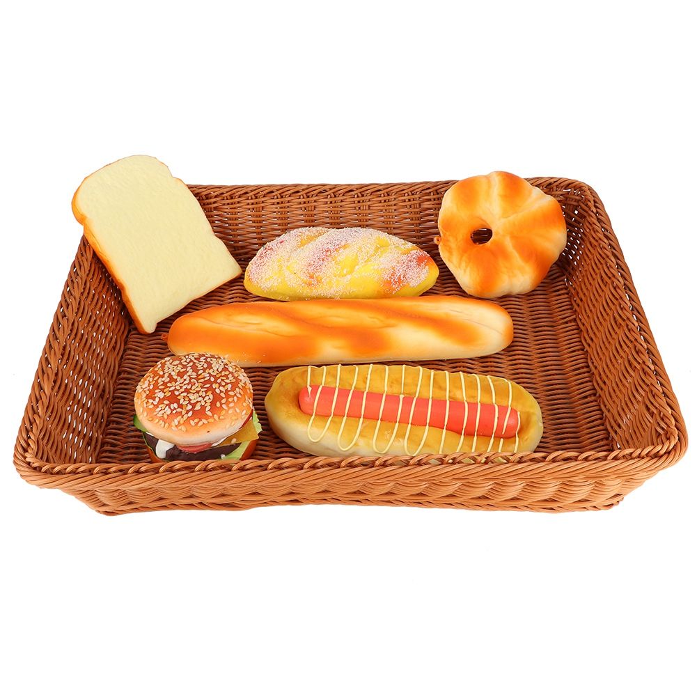 Household Desktop Rectangular Food Bread Fruits Storage Basket for Office view 9