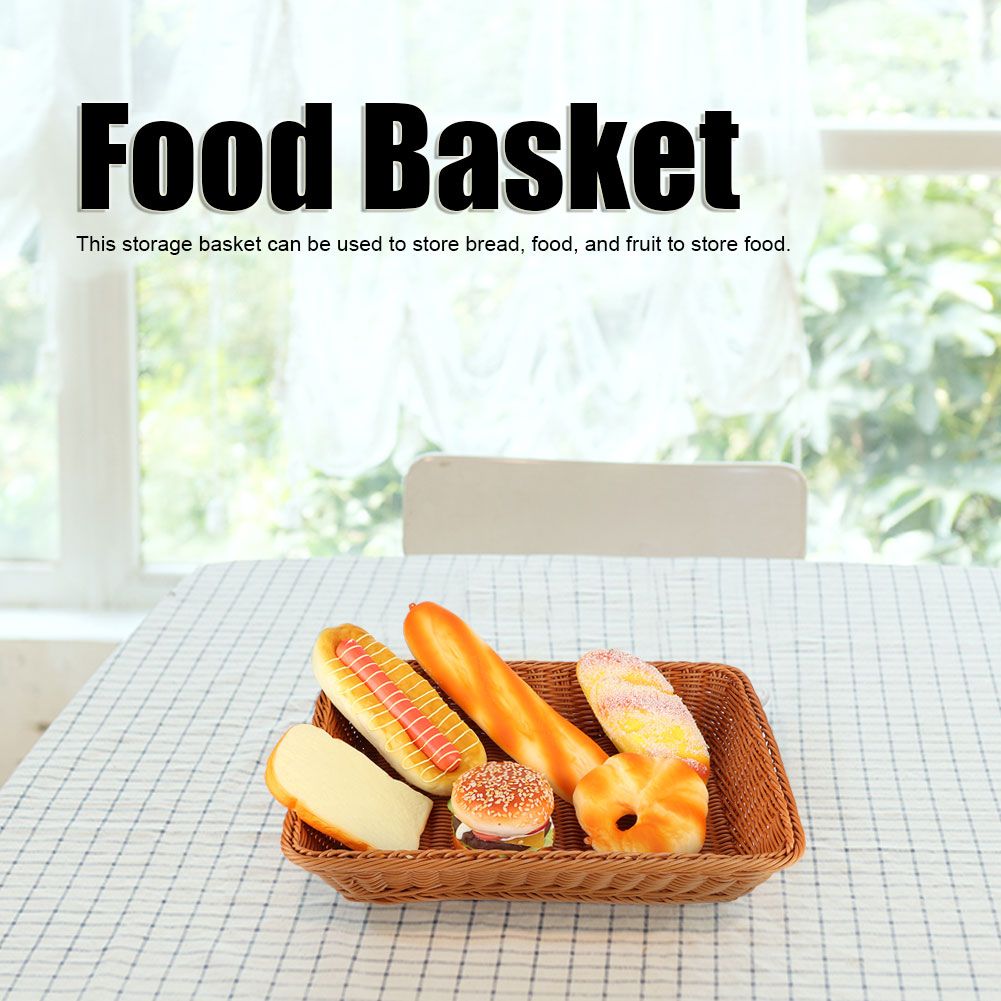 Household Desktop Rectangular Food Bread Fruits Storage Basket for Office view 11