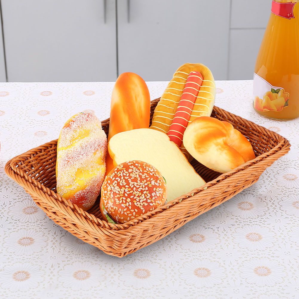 Household Desktop Rectangular Food Bread Fruits Storage Basket for Office view 12