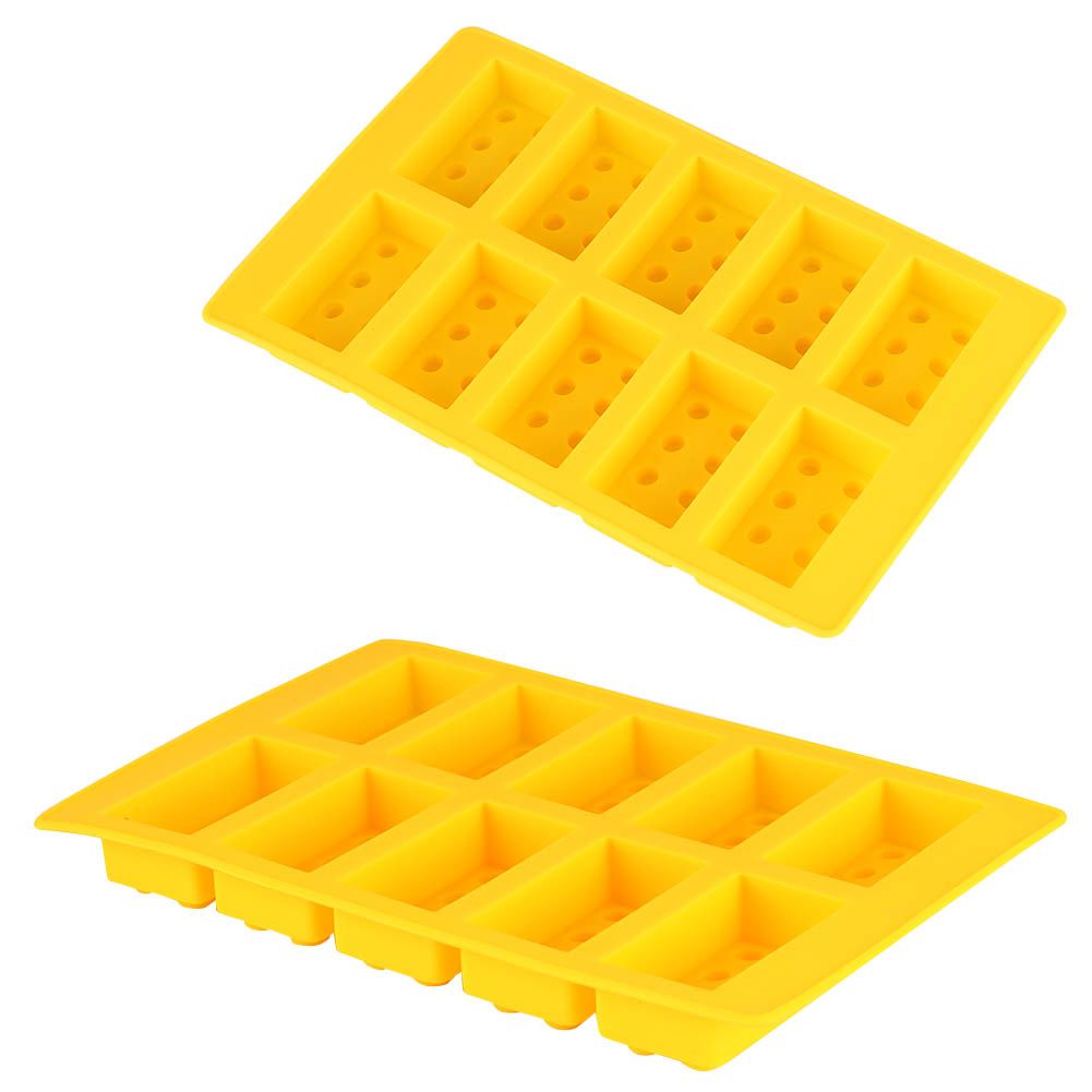 2Pcs Yellow 10Grid Block Ice Cubes Mould Silicone IceMaking Mold DIY Drinking view 5