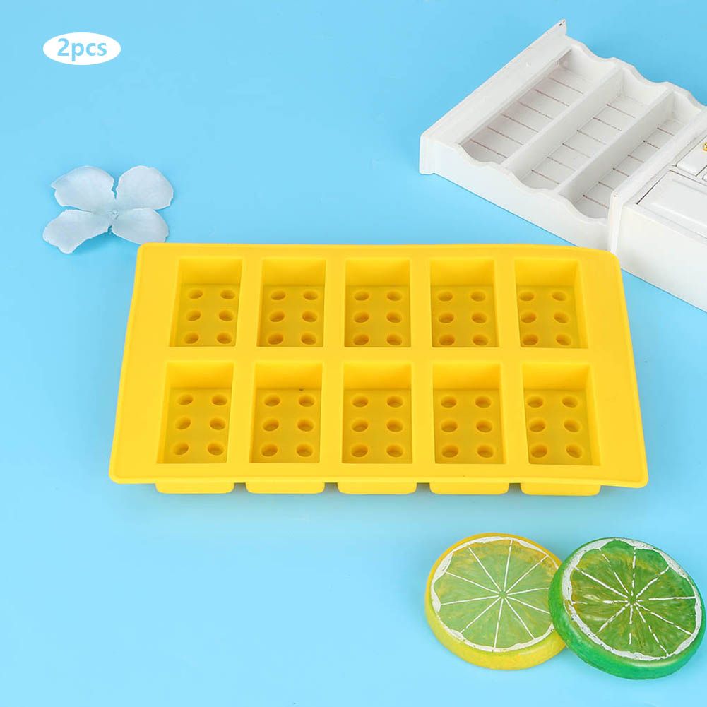 2Pcs Yellow 10Grid Block Ice Cubes Mould Silicone IceMaking Mold DIY Drinking view 8