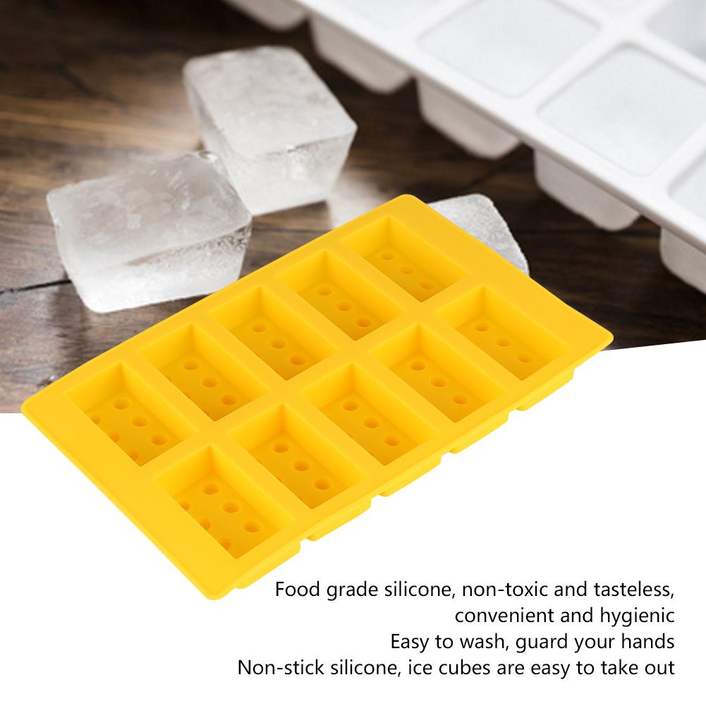 2Pcs Yellow 10Grid Block Ice Cubes Mould Silicone IceMaking Mold DIY Drinking view 12