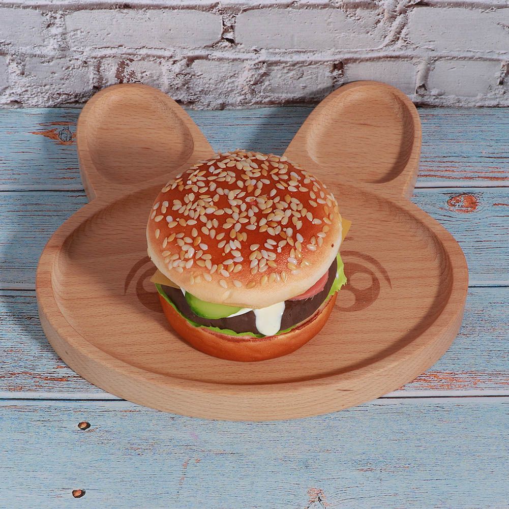 Wooden Food Tray Dish Plate Breakfast Serving Platter Snack Container for Baby view 8