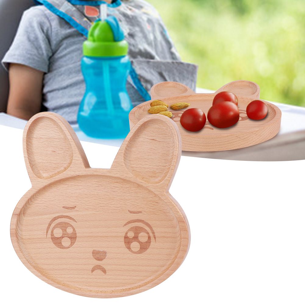 Wooden Food Tray Dish Plate Breakfast Serving Platter Snack Container for Baby view 10