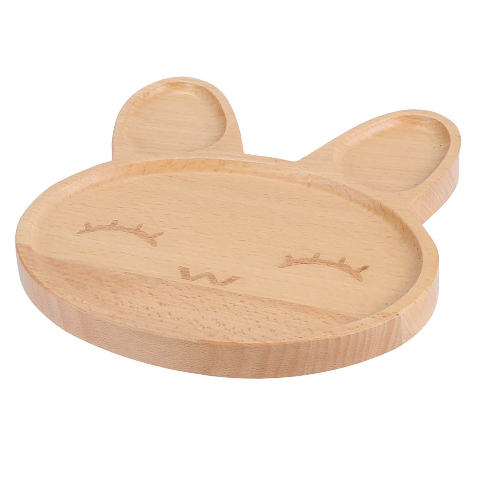 Cute Animal Wooden Plate Divided Dish Bowl Snack Food Serving Tray for Kid — image 1