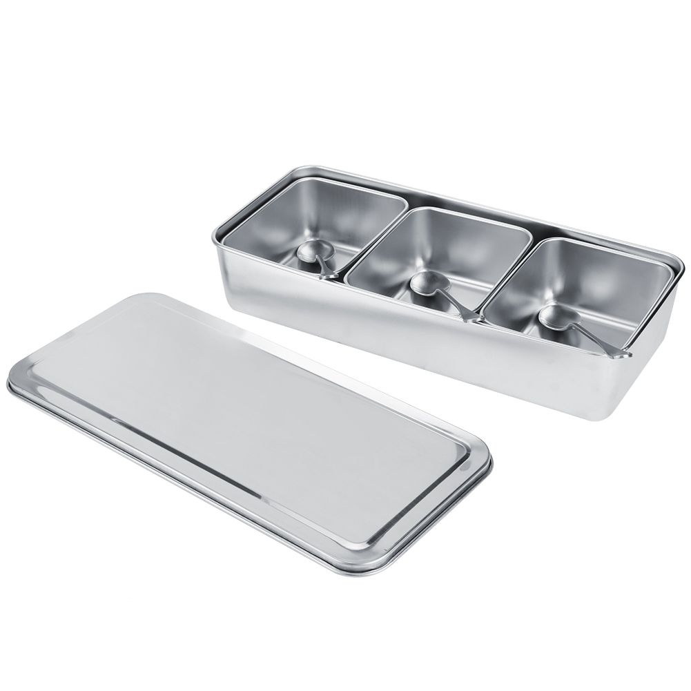 Household 3‑Grid Stainless Steel Seasoning Box Jar Spice Container Set with view 8
