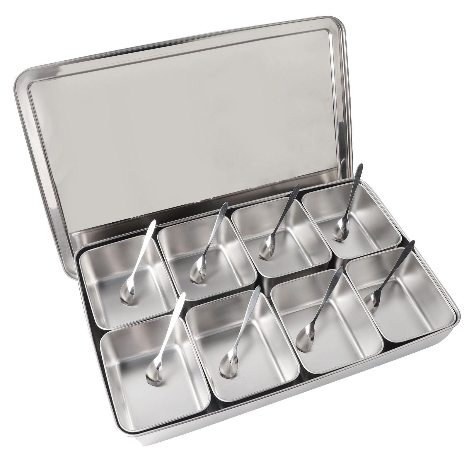8 Grids Stainless Steel Seasoning Box Condiment Storage Containers Seasoning view 2