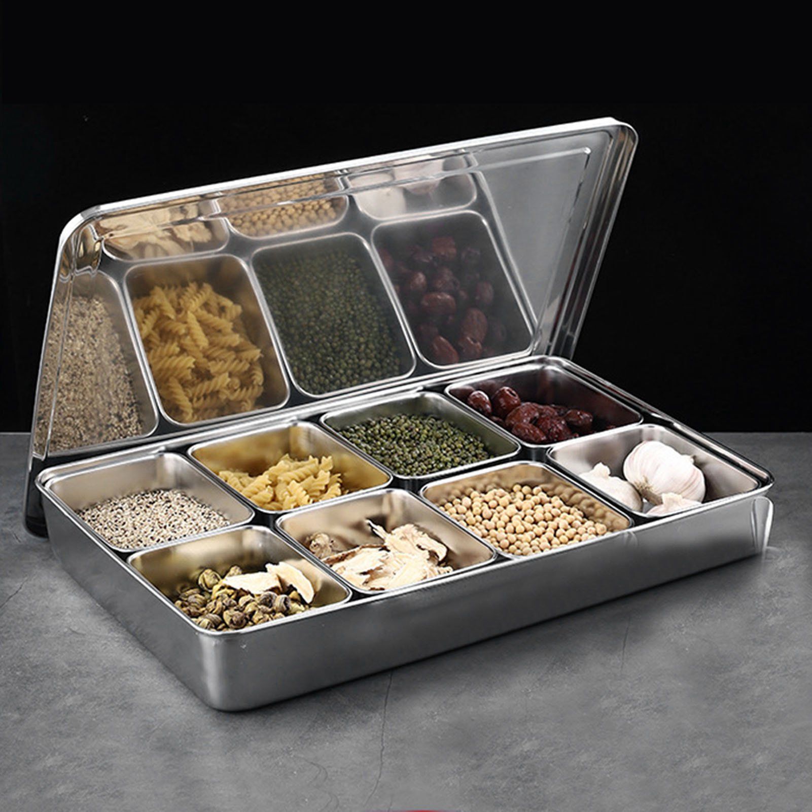 8 Grids Stainless Steel Seasoning Box Condiment Storage Containers Seasoning view 12