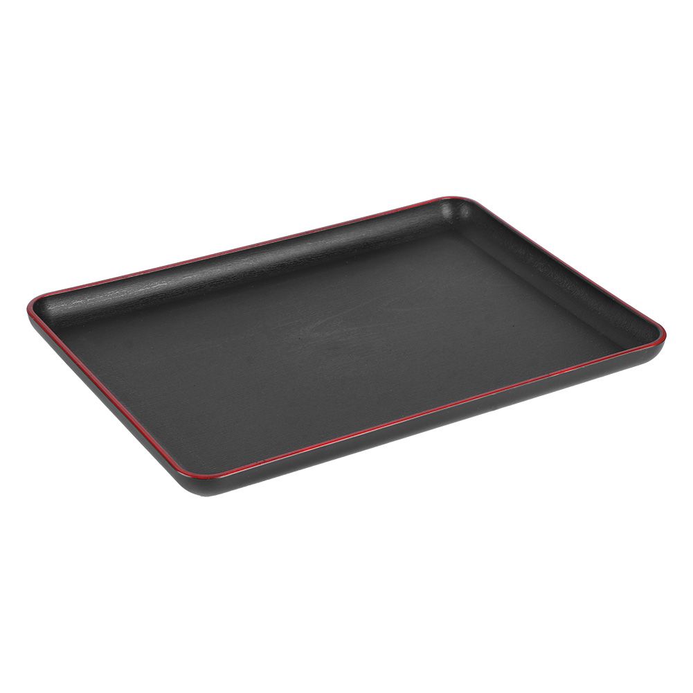 Tray Wood Grain Imitation Rectangular Acrylic Plastic Tray for Fast Food Hotel view 3