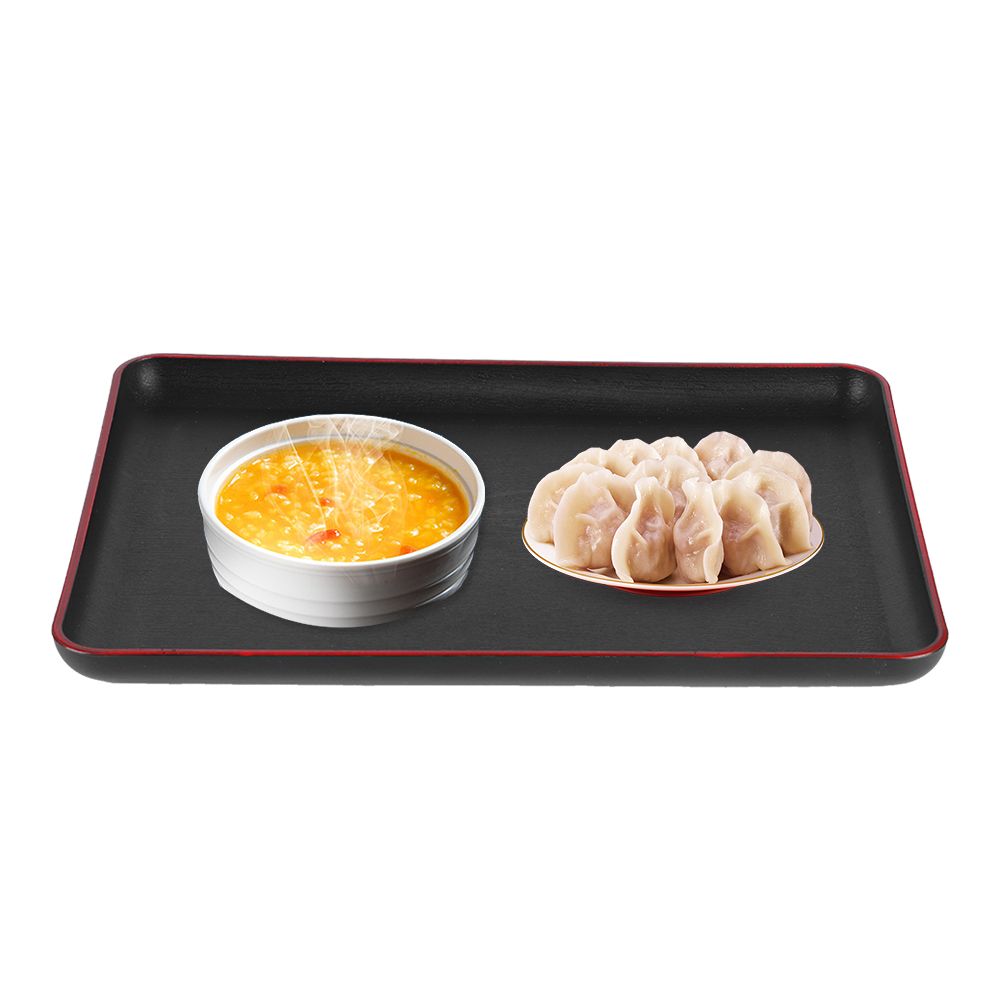 Tray Wood Grain Imitation Rectangular Acrylic Plastic Tray for Fast Food Hotel view 9