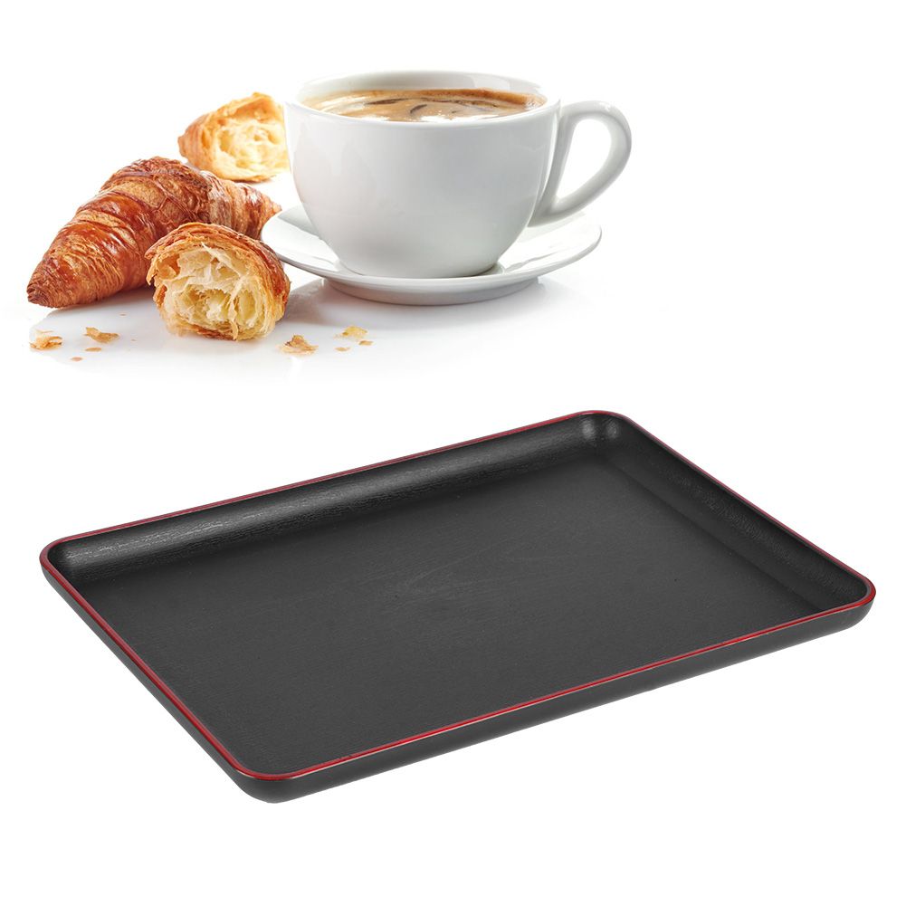 Tray Wood Grain Imitation Rectangular Acrylic Plastic Tray for Fast Food Hotel view 10