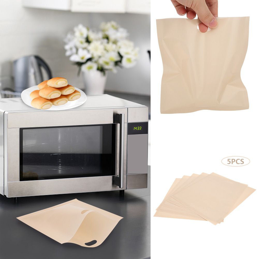 5PCS Reusable Toaster Bags Heat Resistant Non Stick Bread Bags Sandwiches view 10