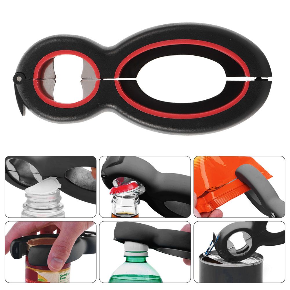Multifunctinal Stainless Steel 6 in 1 Bottle Can Opener Corkscrew for Bar view 9