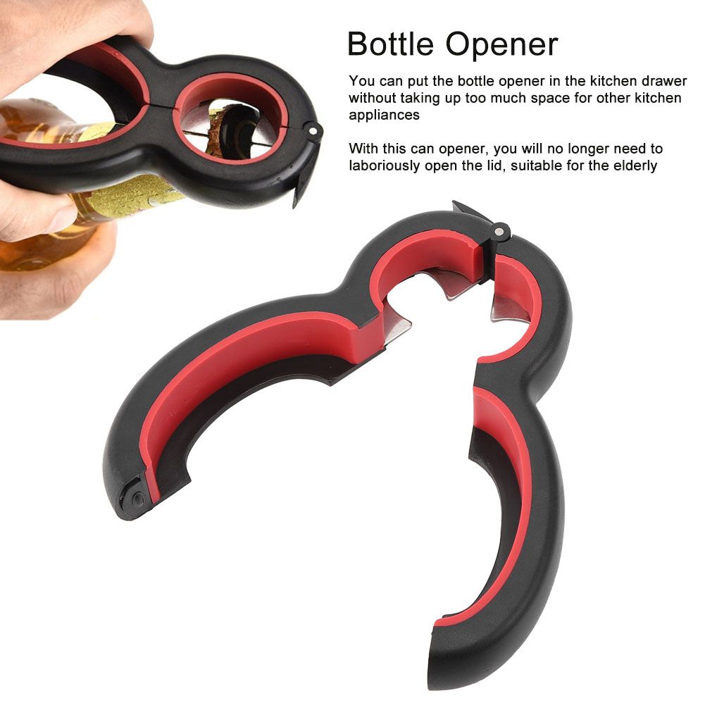 Multifunctinal Stainless Steel 6 in 1 Bottle Can Opener Corkscrew for Bar view 11