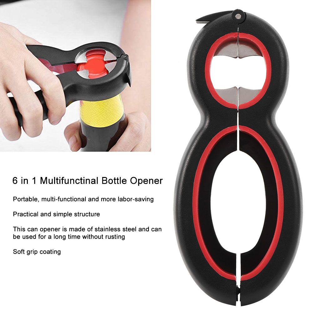 Multifunctinal Stainless Steel 6 in 1 Bottle Can Opener Corkscrew for Bar view 12
