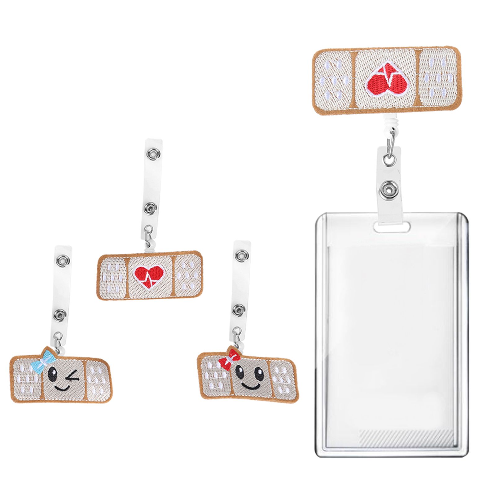 3Pcs 360 Degree Rotating Badge Reel Bow HeartShape Retractable Employee Card view 9