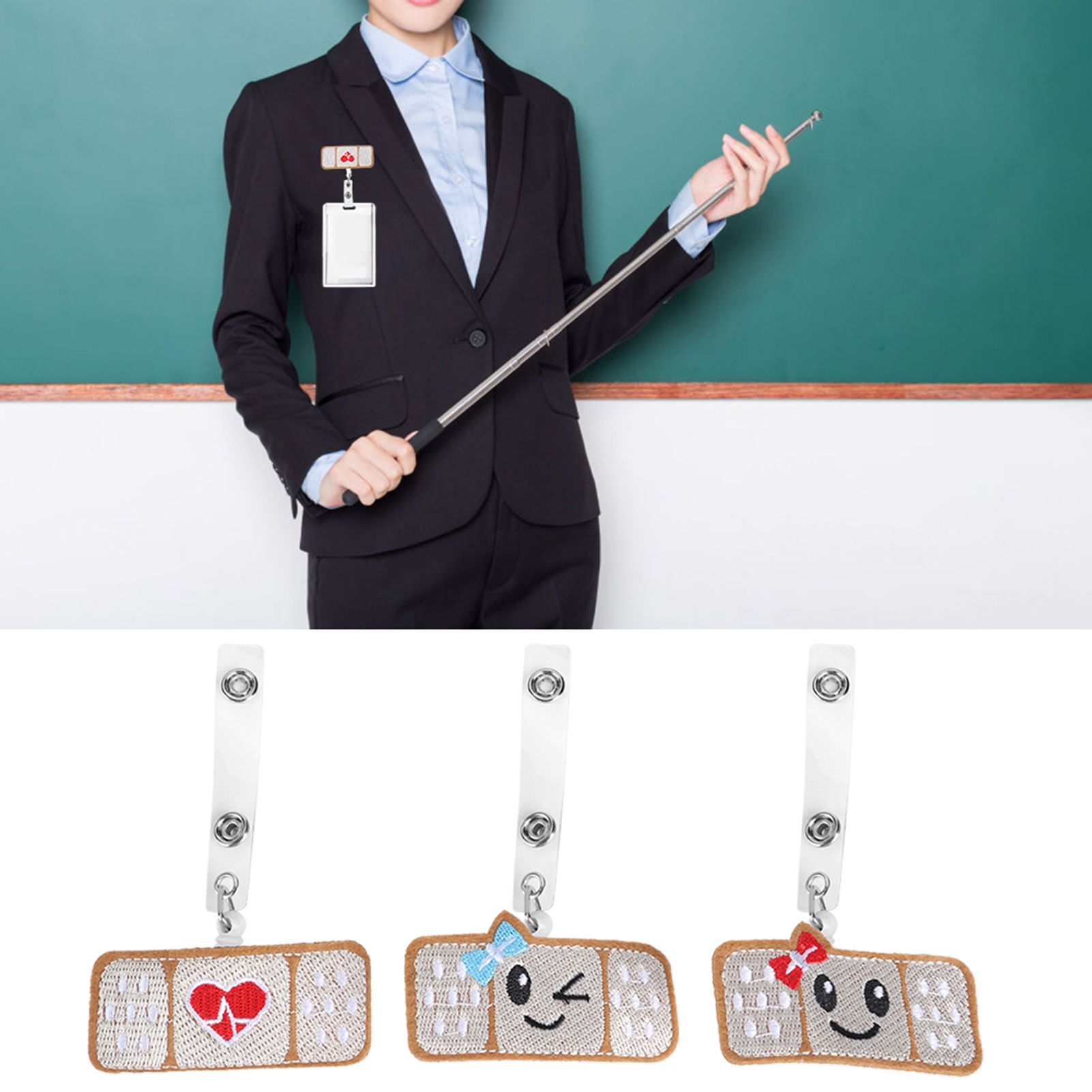 3Pcs 360 Degree Rotating Badge Reel Bow HeartShape Retractable Employee Card view 10