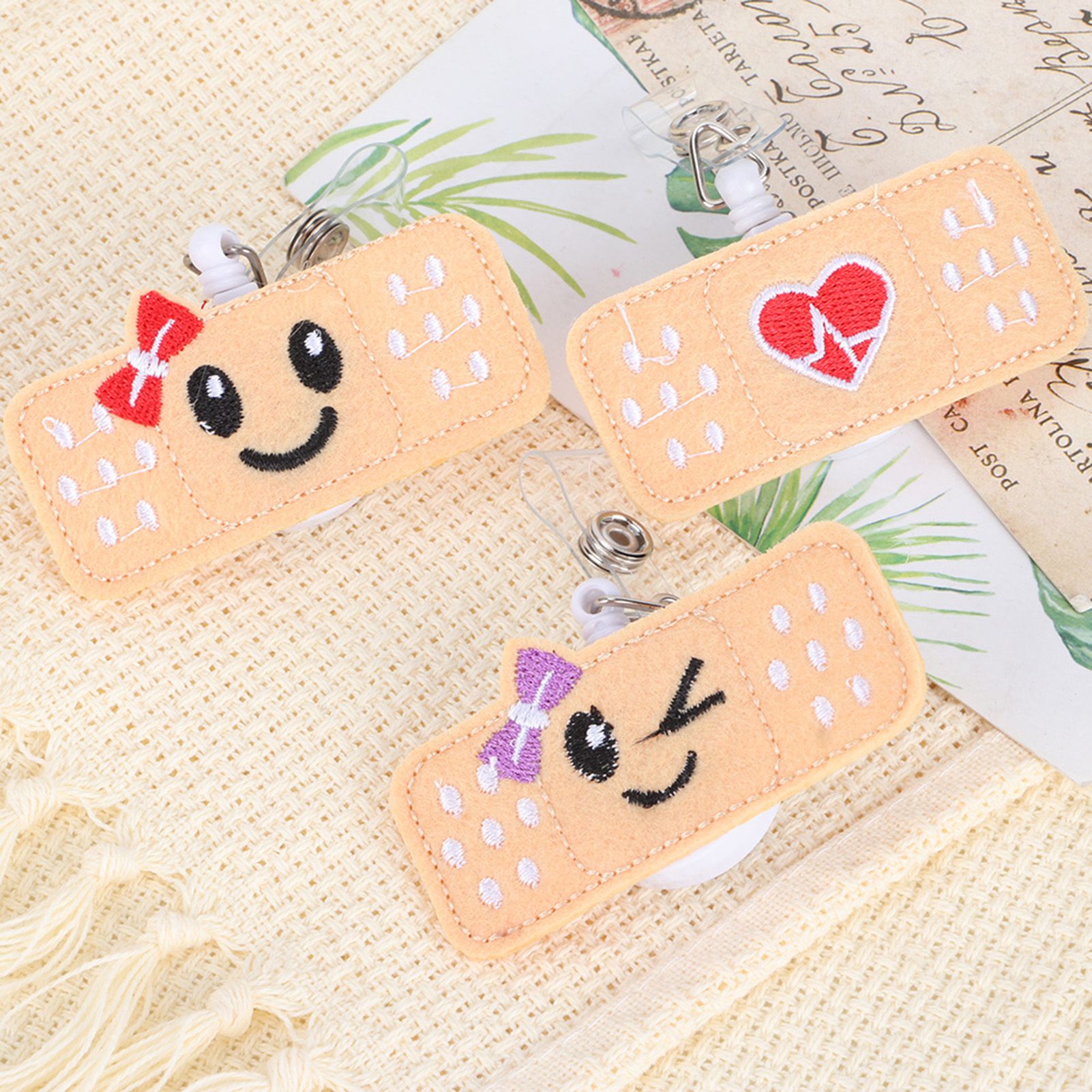 3Pcs 360 Degree Rotating Badge Reel Bow HeartShape Retractable Employee Card view 6