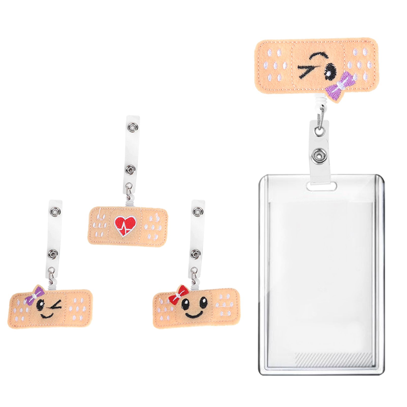 3Pcs 360 Degree Rotating Badge Reel Bow HeartShape Retractable Employee Card view 9