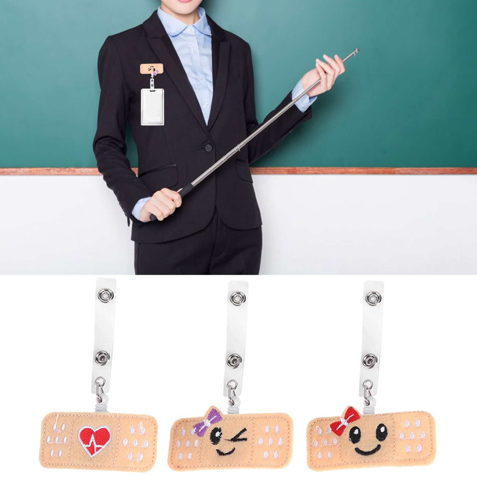 3Pcs 360 Degree Rotating Badge Reel Bow HeartShape Retractable Employee Card view 10