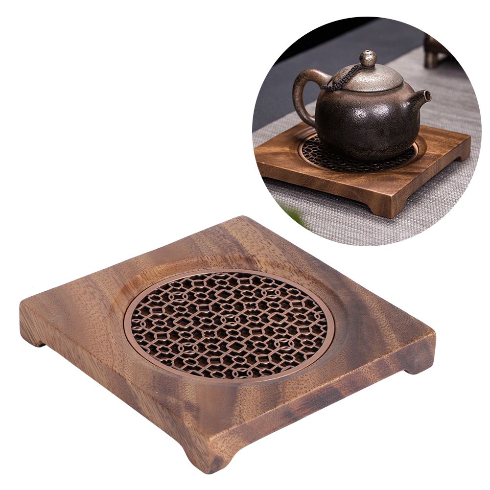Household Innovative Walnut Square Teapot Mat Heat Insulation Coaster Tea view 10