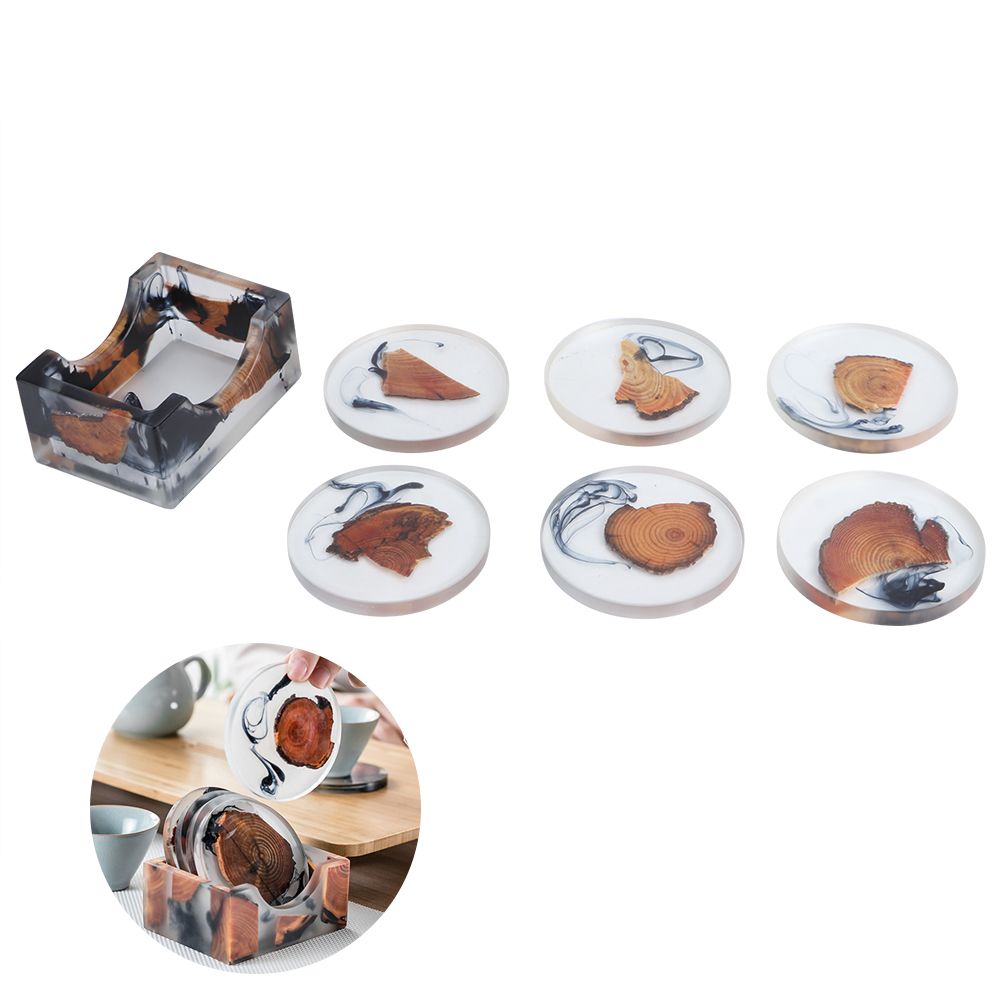 Resin Pine Coasters Heat Resistant Placemats Drink Mat Tea Coffee Cup Pad view 10