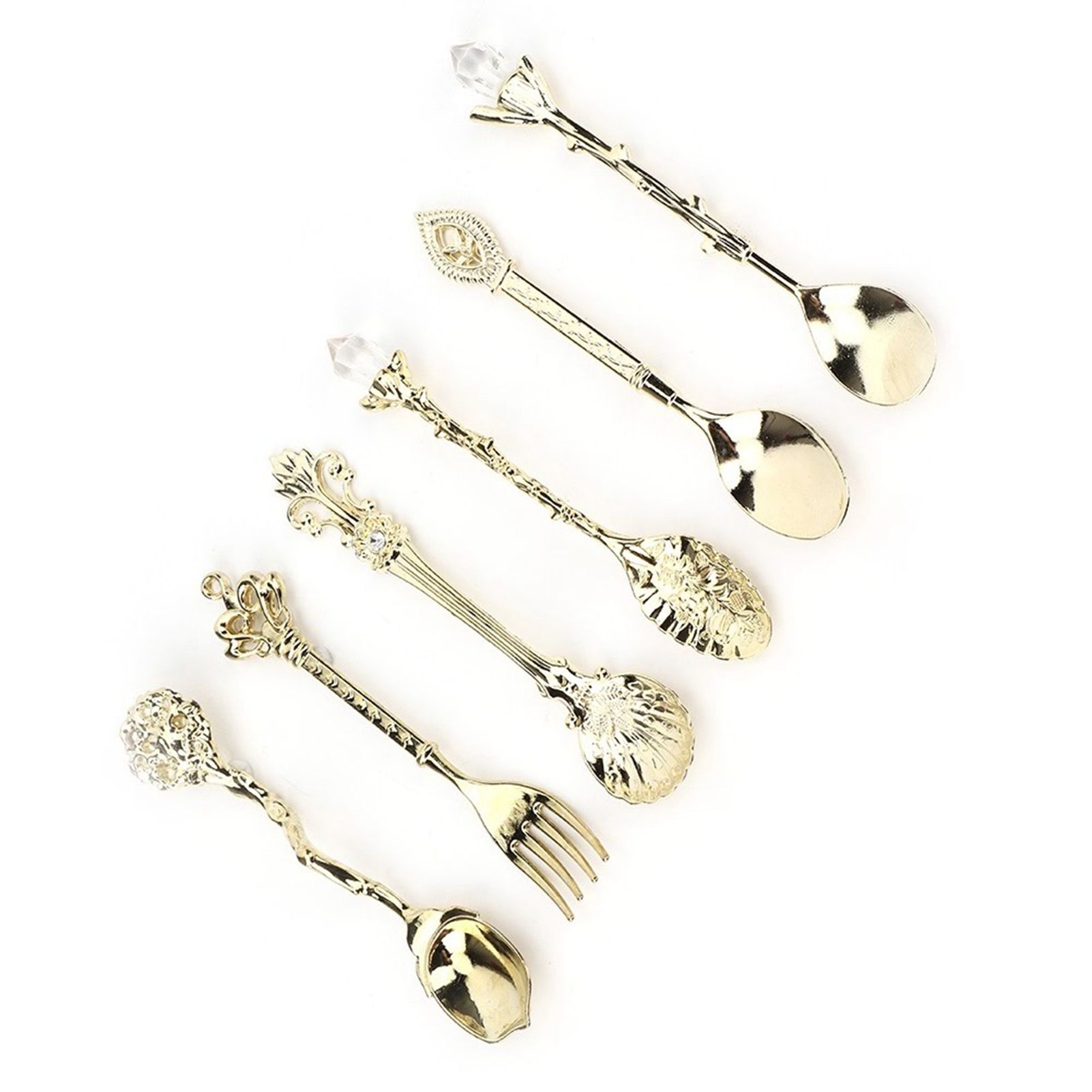 6Pcs/Set Innovative Vintage Retro Zinc Alloy Spoons Fork Set Cutlery Kitchen