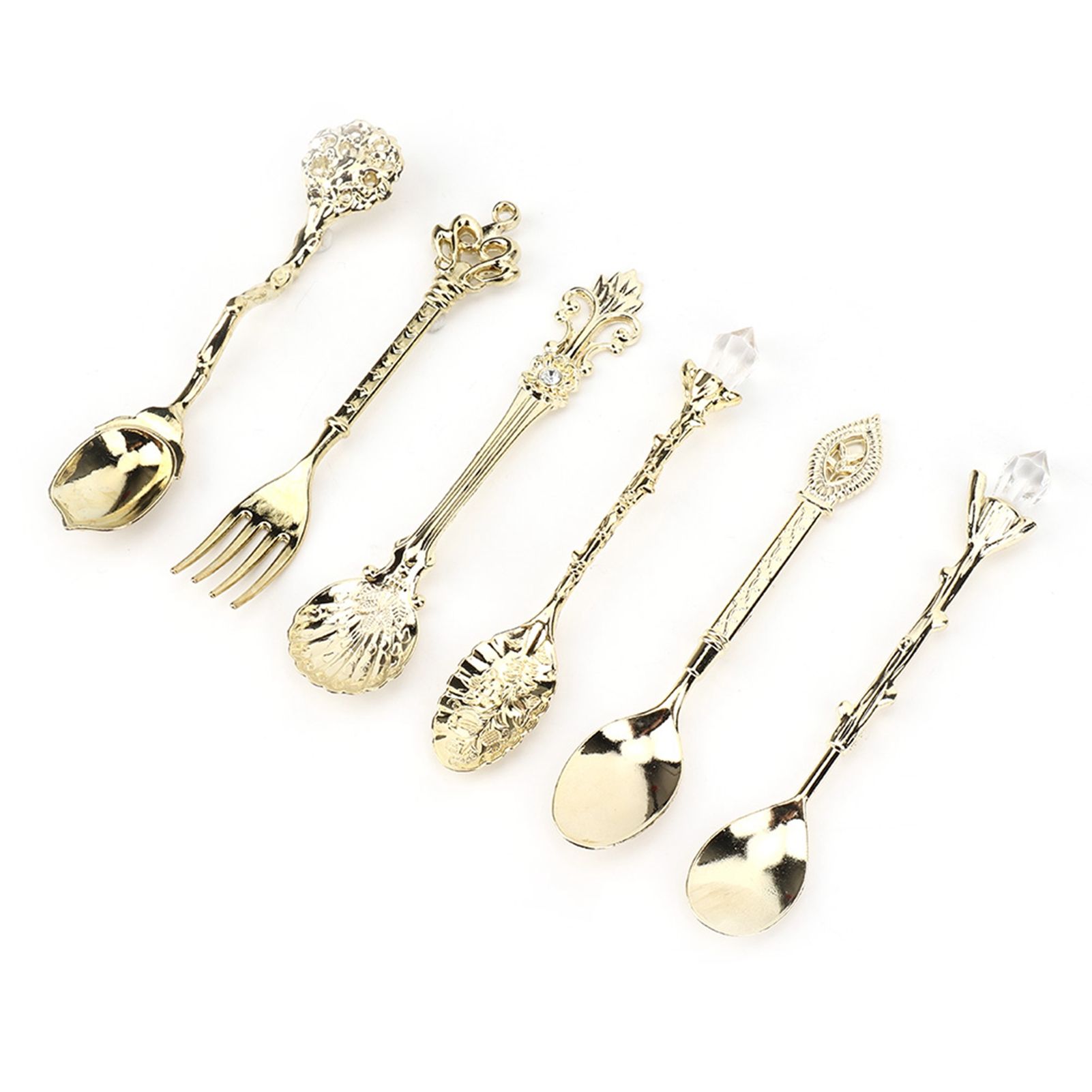 6Pcs/Set Innovative Vintage Retro Zinc Alloy Spoons Fork Set Cutlery Kitchen view 3