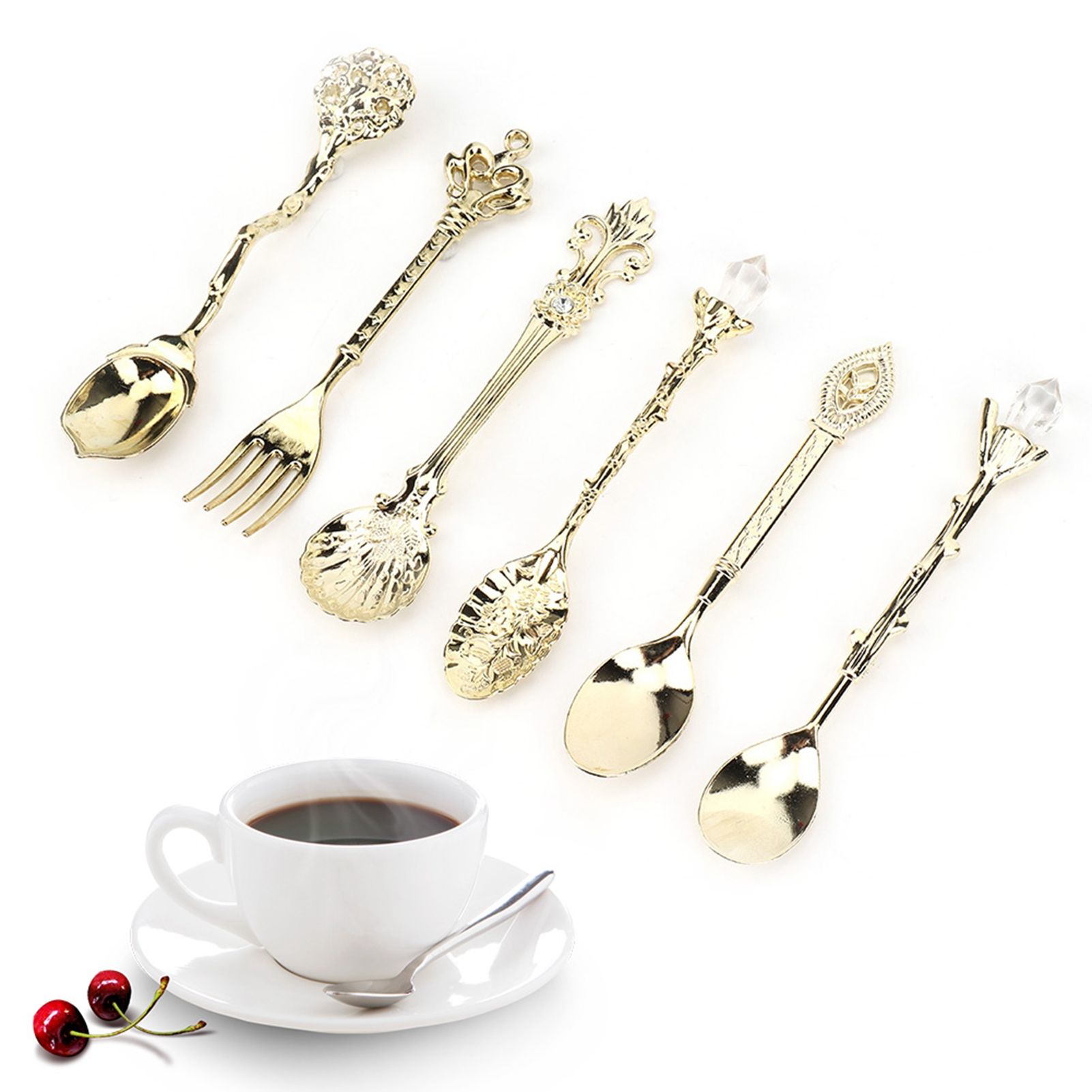 6Pcs/Set Innovative Vintage Retro Zinc Alloy Spoons Fork Set Cutlery Kitchen view 10