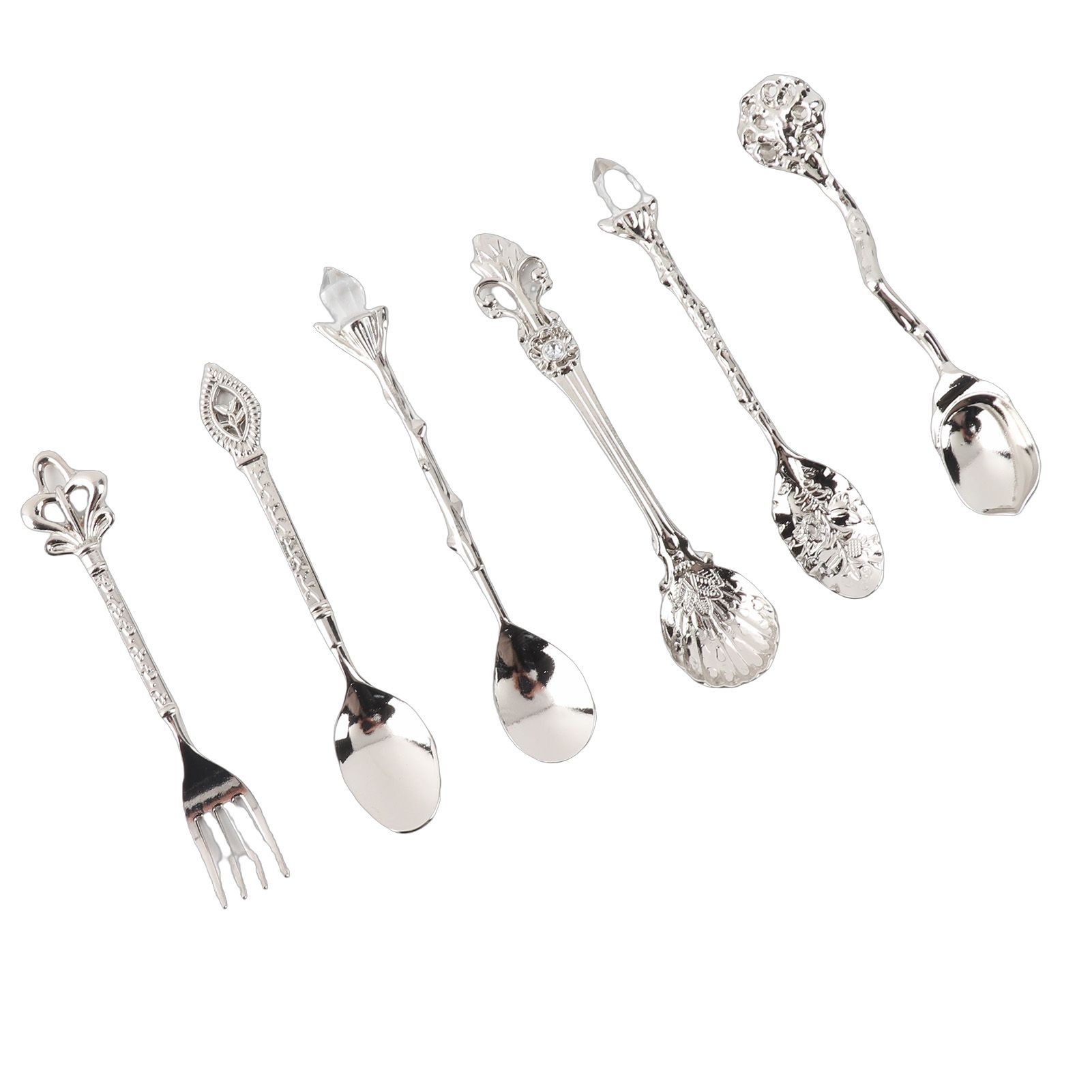 6Pcs/Set Innovative Vintage Retro Zinc Alloy Spoons Fork Set Cutlery Kitchen