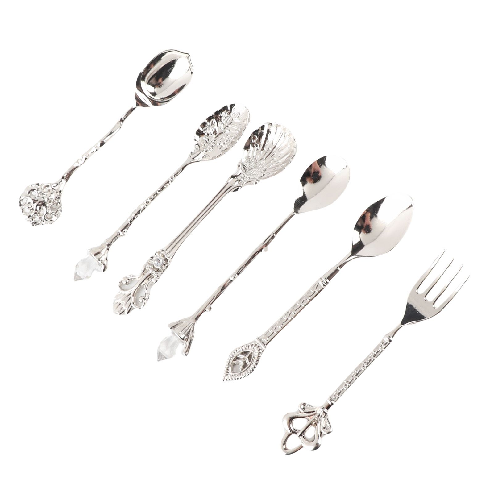 6Pcs/Set Innovative Vintage Retro Zinc Alloy Spoons Fork Set Cutlery Kitchen view 3