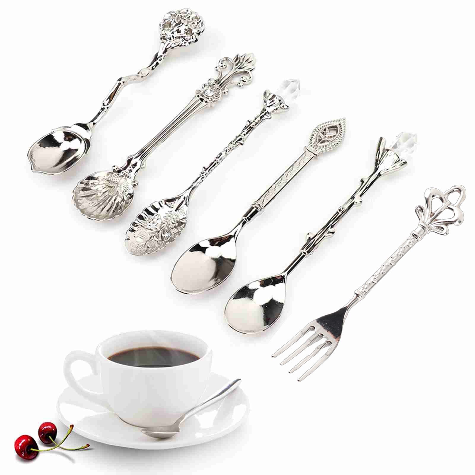 6Pcs/Set Innovative Vintage Retro Zinc Alloy Spoons Fork Set Cutlery Kitchen view 11