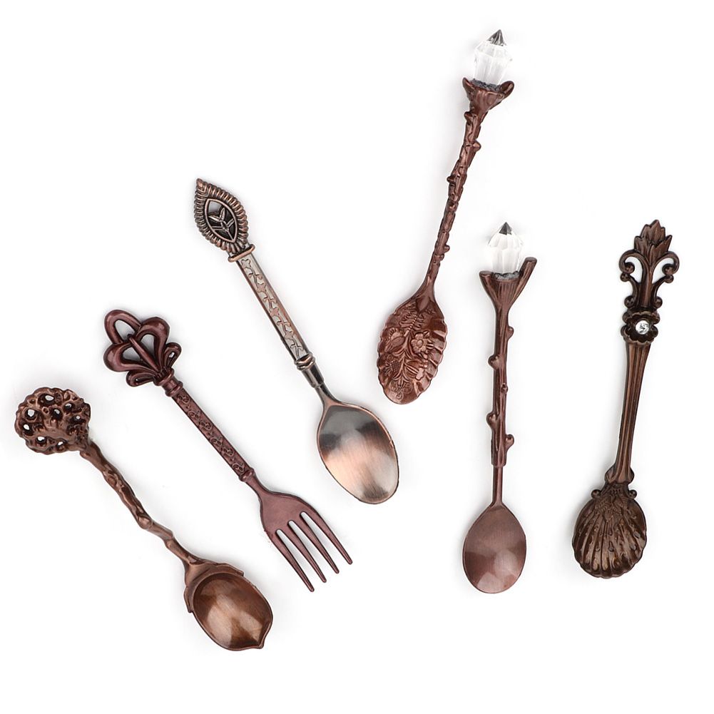 6Pcs Set Innovative Vintage Retro Zinc Alloy Spoons Fork Set Cutlery Kitchen view 7