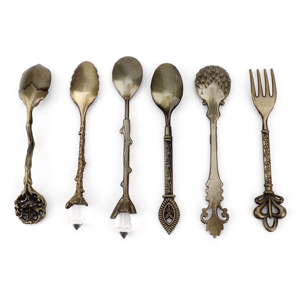 6Pcs Set Innovative Vintage Retro Zinc Alloy Spoons Fork Set Cutlery Kitchen view 12