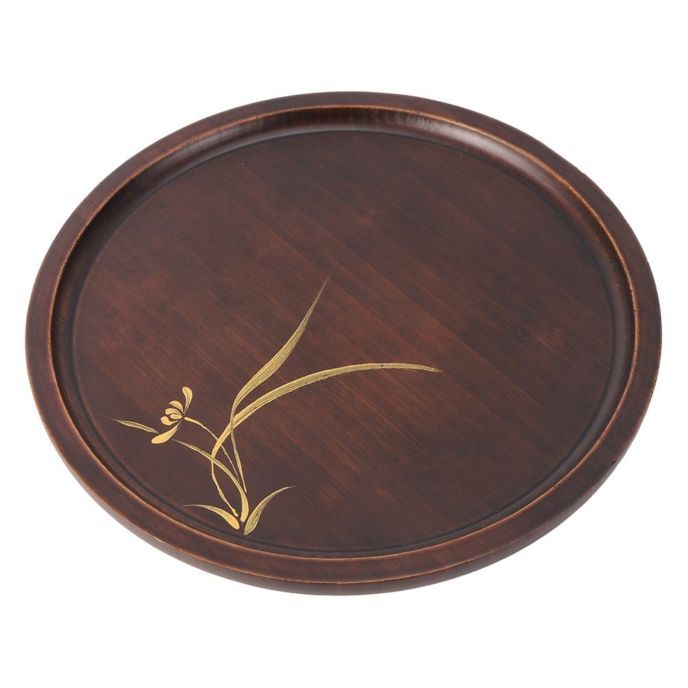 Bamboo Food Serving Plate Round Tea Tray Snack Platter Household Kitchen
