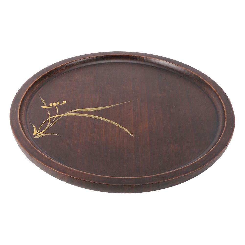 Bamboo Food Serving Plate Round Tea Tray Snack Platter Household Kitchen view 2