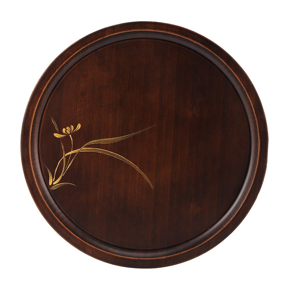 Bamboo Food Serving Plate Round Tea Tray Snack Platter Household Kitchen view 5