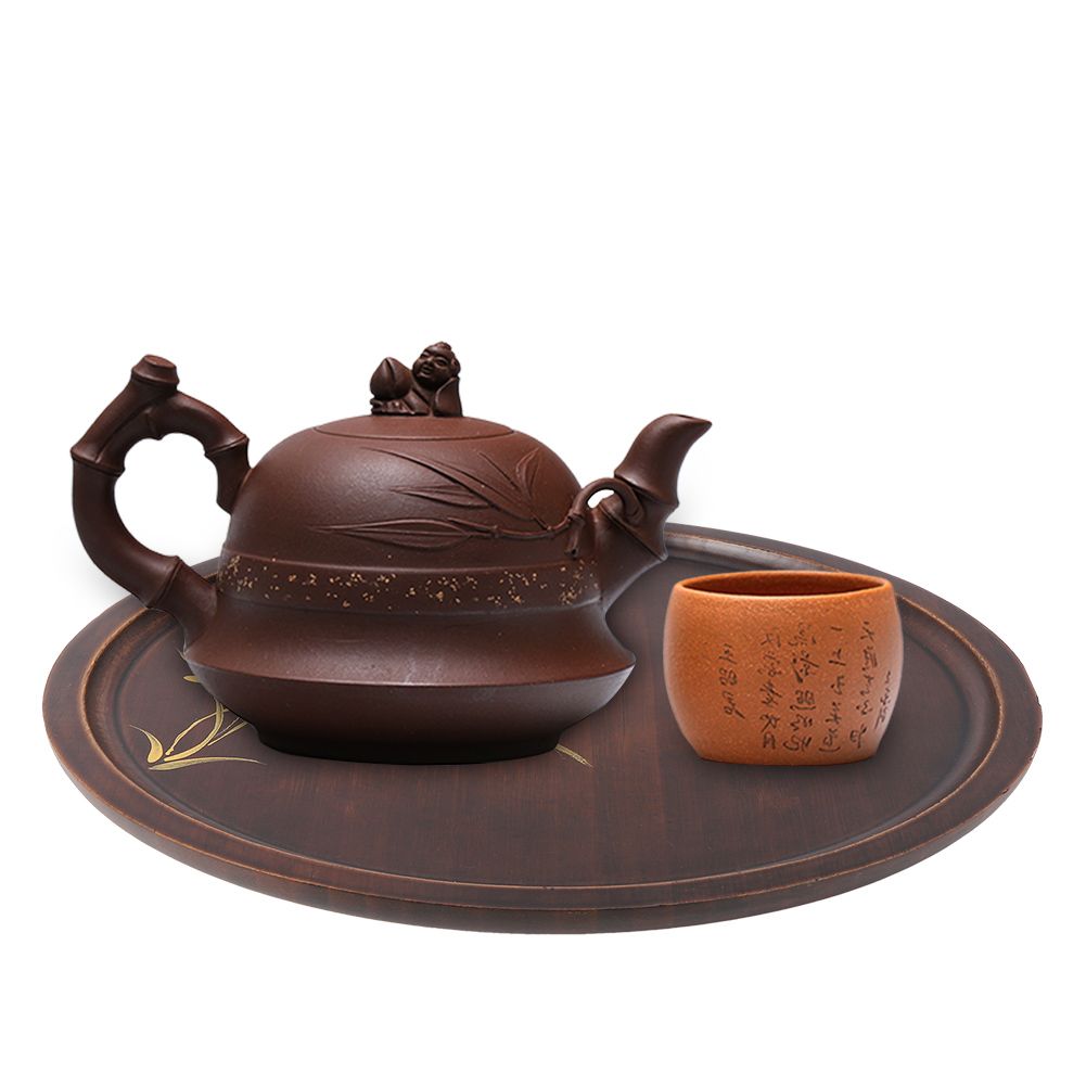 Bamboo Food Serving Plate Round Tea Tray Snack Platter Household Kitchen view 9
