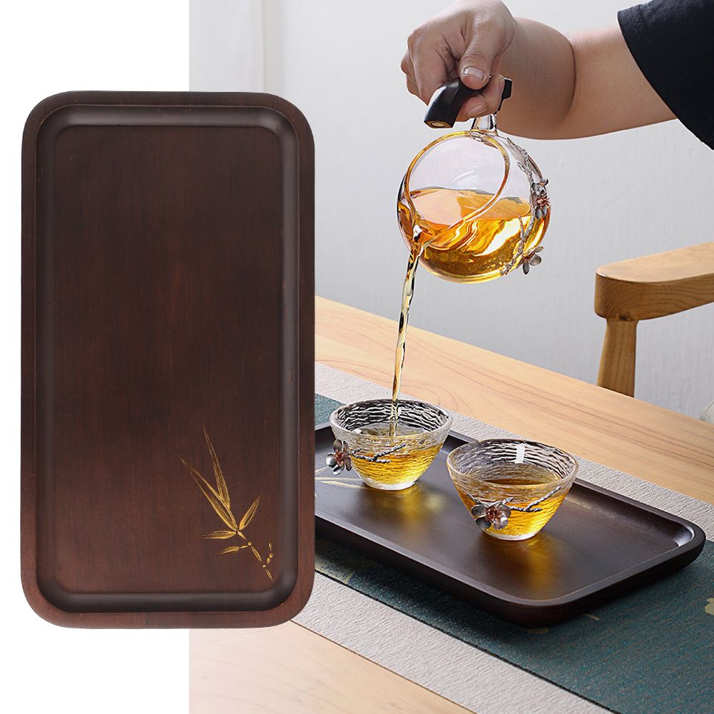 Bamboo Food Serving Plate Rectangular Tea Tray Snack Platter Household Kitchen view 10