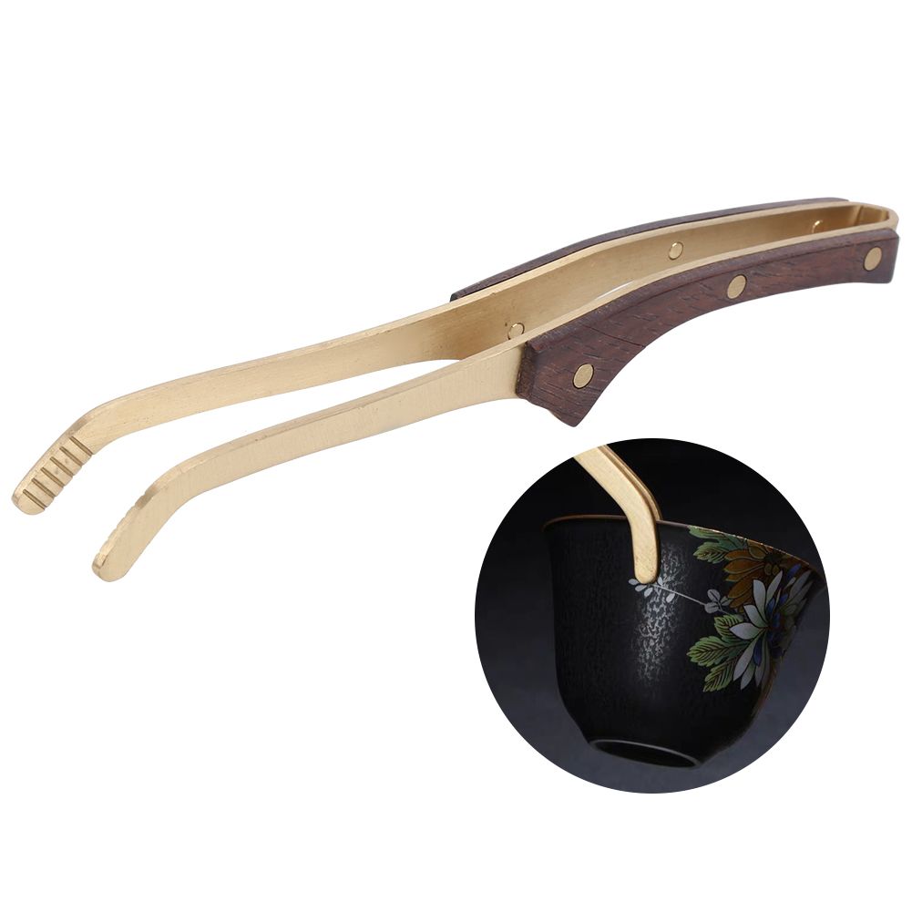 Antihot Wood Brass Tea Clip NonSlip Tea Set Tweezers Tea Ceremony Accessories view 9